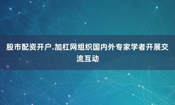 股市配资开户.加杠网组织国内外专家学者开展交流互动